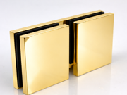 Fixed Bracket - Square 180 Degree Glass to Glass - PVD Gold